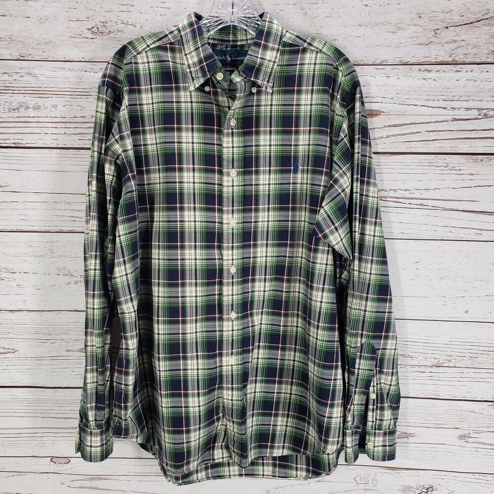 Ralph Lauren Men's Classic Fit Cotton Plaid Long Sleeve Shirt Large